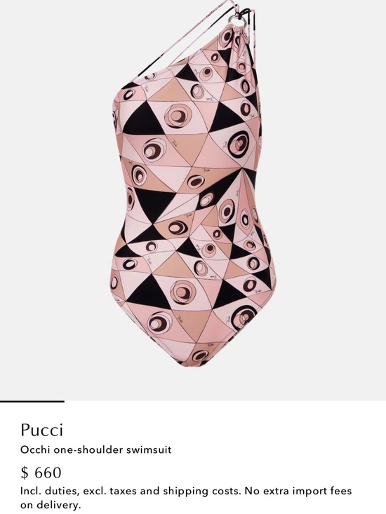 Emilio Pucci Other - Emilio Pucci One-Shoulder Occhi Geometric Pink Black Tan Swimsuit